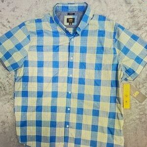 Lee Blue and Cream Checkered Casual Shirt